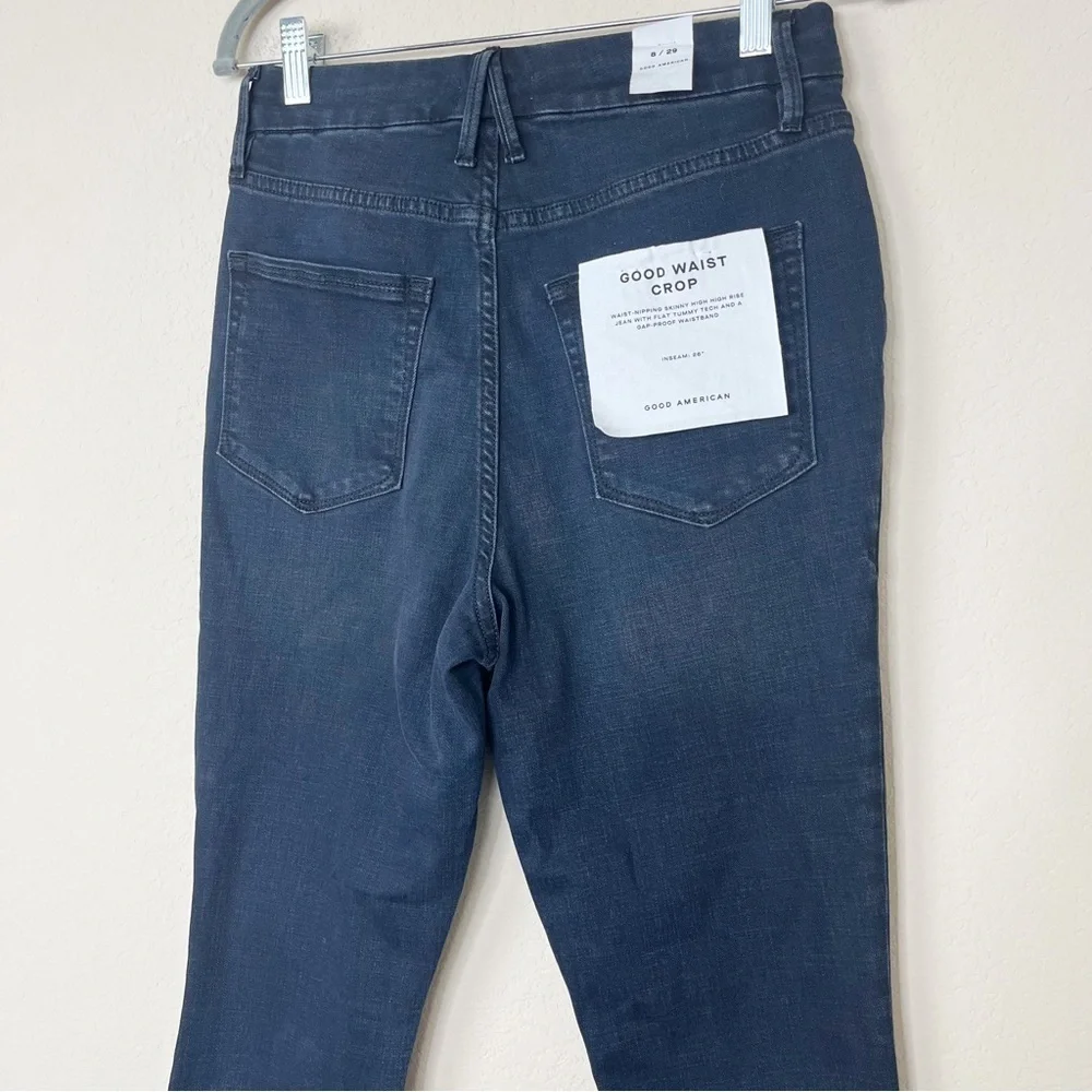Good American Good Waist Crop Raw Hem Jeans in BLUE631